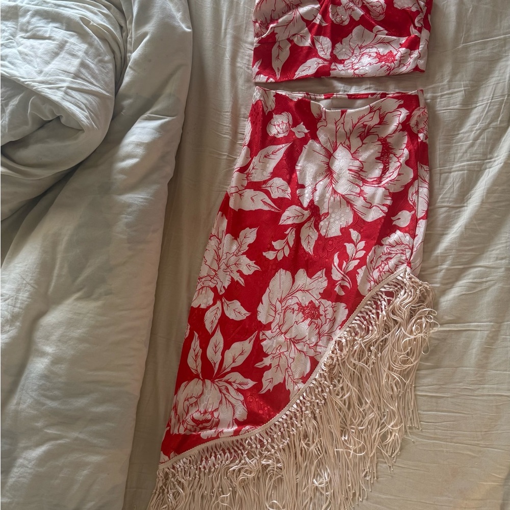 Rachel Zoe Red and White Floral Garment